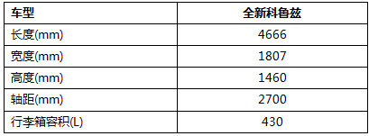 雪佛兰全新科鲁兹主要配置参数公布