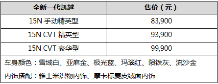 全新一代别克凯越焕新上市 售价8.39~9.99万元