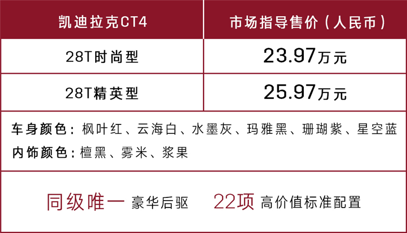 新美式风尚后驱轿车凯迪拉克CT4率真上市
