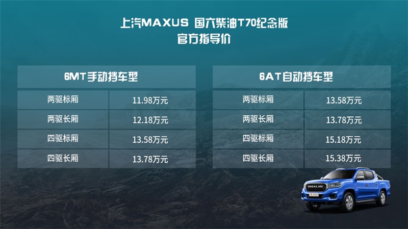 11.98万起，上汽MAXUS T70纪念版重磅上市