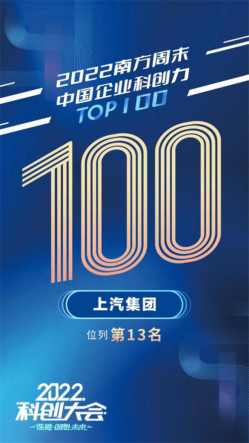中国企业科创力TOP100发布，上汽集团领衔汽车行业